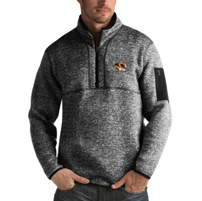 Antigua Black Missouri Tigers Fortune Half-zip Sweatshirt In Gray