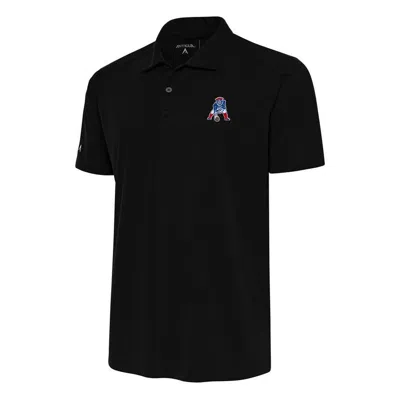 Antigua Black New England Patriots Team Logo Throwback Tribute Polo