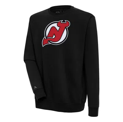 Antigua Black New Jersey Devils Victory Pullover Sweatshirt
