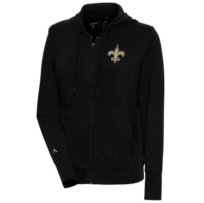 Antigua Black New Orleans Saints Moving Full-zip Jacket