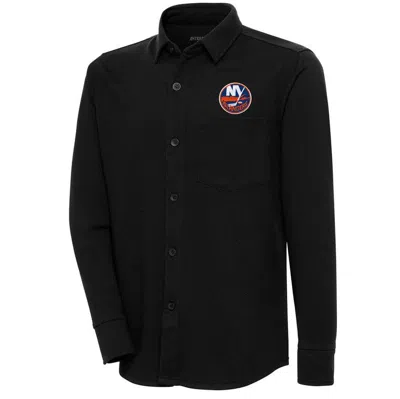 Antigua Black New York Islanders Streamer Button-up Shacket