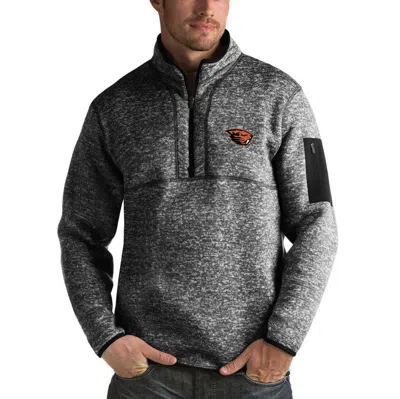 Antigua Black Oregon State Beavers Fortune Half-zip Sweatshirt