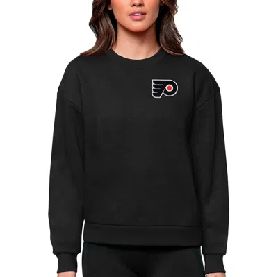 Antigua Black Philadelphia Flyers Primary Logo Victory Crewneck Pullover Sweatshirt