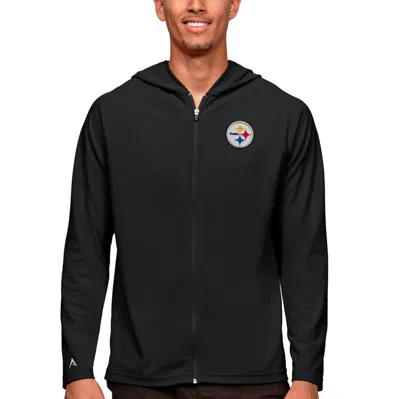 Antigua Black Pittsburgh Steelers Logo Legacy Full-zip Hoodie