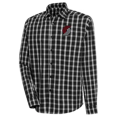 Antigua Black Portland Trail Blazers Carry Long Sleeve Button-up Shirt