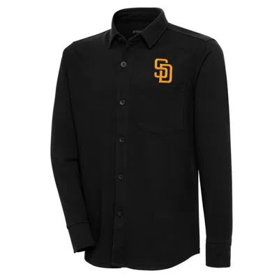 Antigua Black San Diego Padres Steamer Button-up Shacket