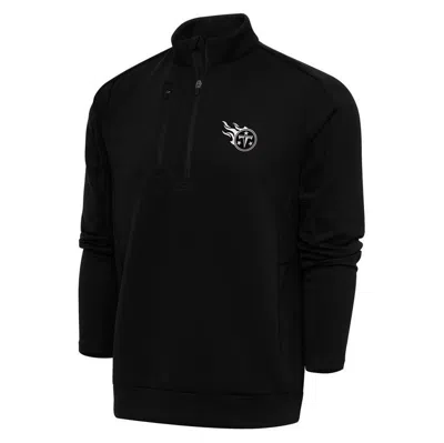 Antigua Black Tennessee Titans Metallic Logo Generation Quarter-zip Pullover Top