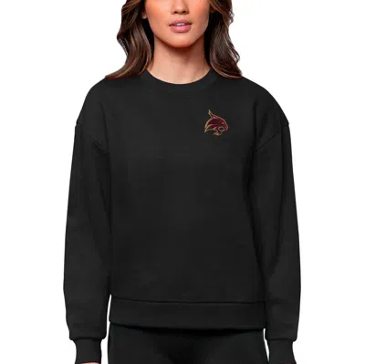 Antigua Black Texas State Bobcats Logo Victory Crewneck Pullover Sweatshirt