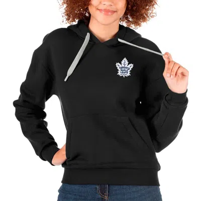 Antigua Black Toronto Maple Leafs Primary Logo Victory Pullover Hoodie
