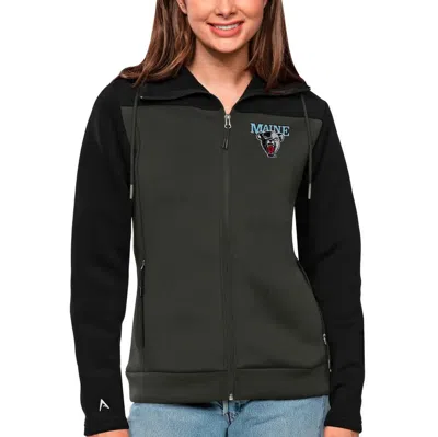 Antigua Black/charcoal Maine Black Bears Protect Full-zip Jacket