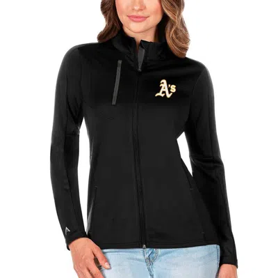 Antigua Black/charcoal Oakland Athletics Generation Full-zip Jacket