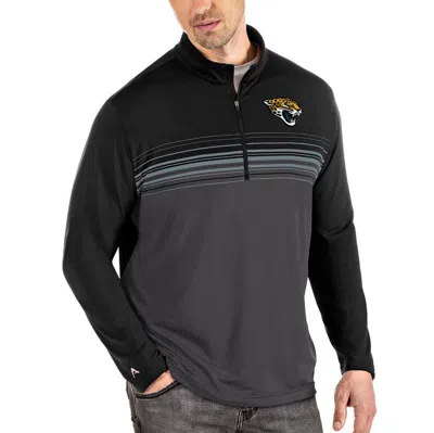 Antigua Black/gray Jacksonville Jaguars Pace Quarter-zip Pullover Jacket