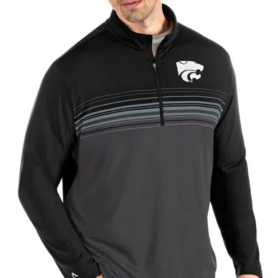 Antigua Black/gray Kansas State Wildcats Pace Quarter-zip Pullover Jacket