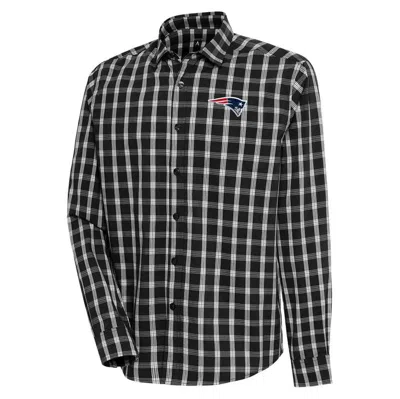 Antigua Black/gray New England Patriots Carry Long Sleeve Button-up Shirt