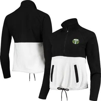 Antigua Black/white Portland Timbers Harbor Raglan Half-zip Jacket In Multi