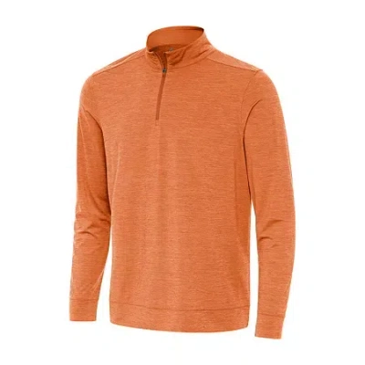 Antigua Bright 1/4 Zip Mens Lightweight Track Jacket In Orange