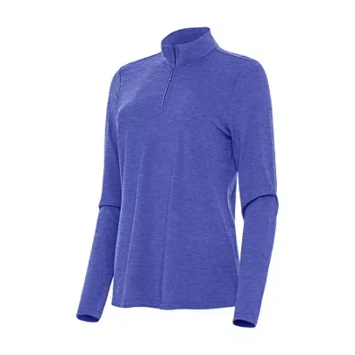 Antigua Bright Womens Golf Mock Neck Long Sleeve Active Quarter-zip Pullover In Purple