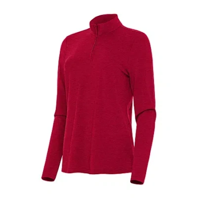 Antigua Bright Womens Golf Mock Neck Long Sleeve Active Quarter-zip Pullover In Burgundy