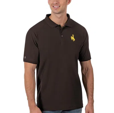 Antigua Brown Wyoming Cowboys Legacy Pique Polo