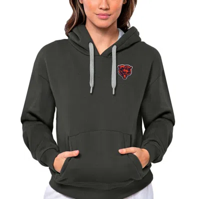 Antigua Charcoal Chicago Bears Victory Pullover Hoodie In Gray