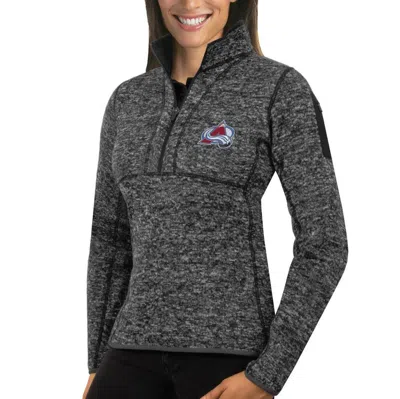 Antigua Charcoal Colorado Avalanche Fortune Half-zip Sweatshirt In Gray