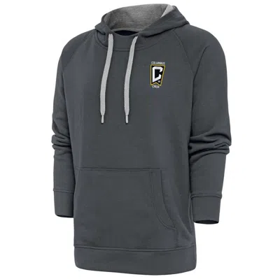 Antigua Charcoal Columbus Crew Logo Victory Pullover Hoodie In Gray