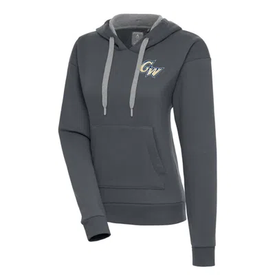 Antigua Charcoal George Washington University Victory Pullover Hoodie In Grey