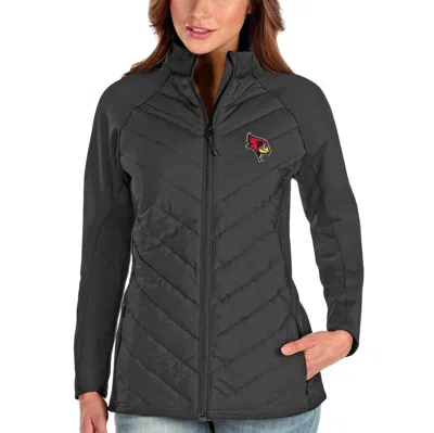 Antigua Charcoal Illinois State Redbirds Altitude Full-zip Puffer Jacket In Black