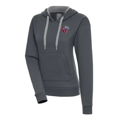 Antigua Charcoal Liberty Flames Victory Pullover Hoodie In Gray