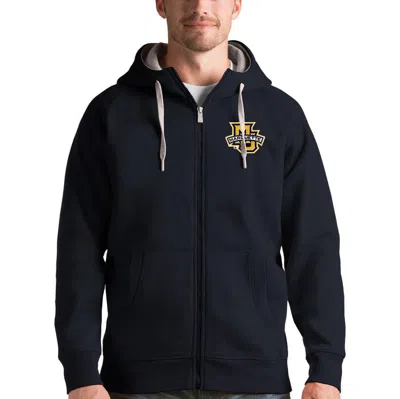 Antigua Charcoal Marquette Golden Eagles Victory Full-zip Hoodie In Blue