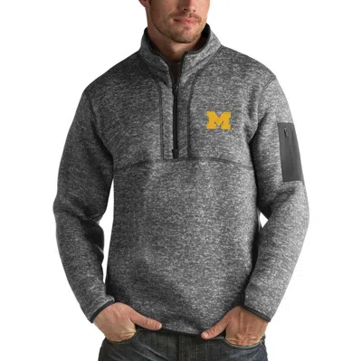 Antigua Charcoal Michigan Wolverines Fortune Half-zip Sweatshirt
