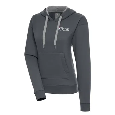 Antigua Charcoal Pennsylvania Quakers Victory Pullover Hoodie