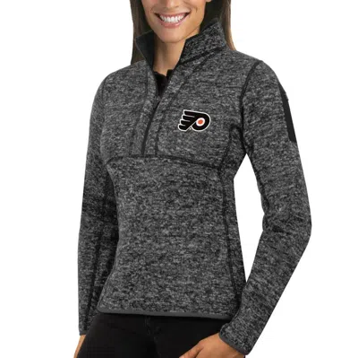 Antigua Charcoal Philadelphia Flyers Fortune Half-zip Sweatshirt In Gray