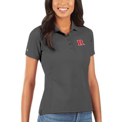 Antigua Charcoal Rutgers Scarlet Knights Legacy Pique Polo