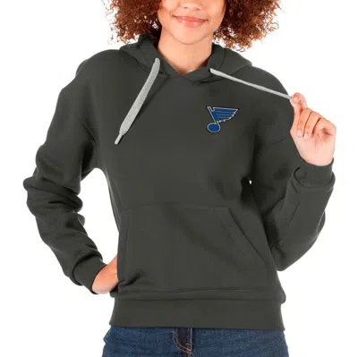 Antigua Charcoal St. Louis Blues Primary Logo Victory Pullover Hoodie In Green