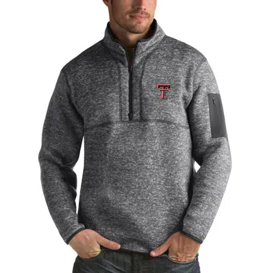 Antigua Charcoal Texas Tech Red Raiders Fortune Half-zip Sweatshirt In Gray