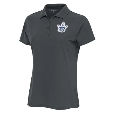 Antigua Charcoal Toronto Maple Leafs Team Logo Legacy Pique Polo