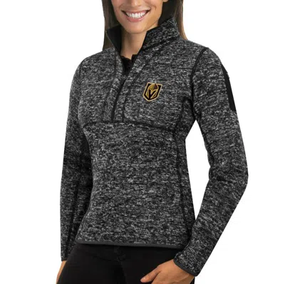 Antigua Charcoal Vegas Golden Knights Fortune Half-zip Sweatshirt In Black