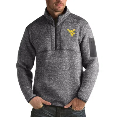 Antigua Charcoal West Virginia Mountaineers Fortune Big & Tall Quarter-zip Pullover Jacket In Gray