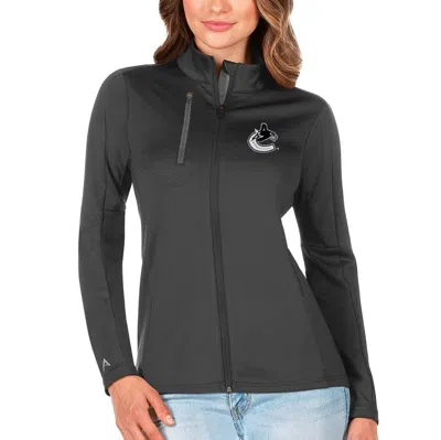 Antigua Charcoal/silver Vancouver Canucks Generation Full-zip Pullover Jacket