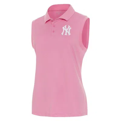 Antigua Coral New York Yankees Recap Sleeveless Polo