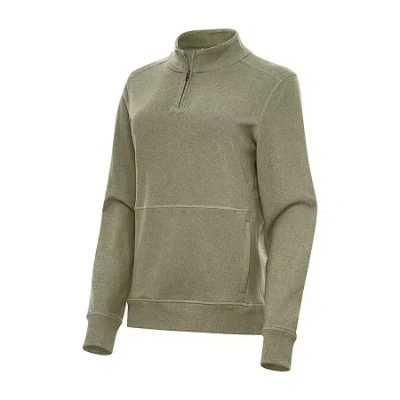 Antigua Crush Womens Golf Mock Neck Long Sleeve Active Quarter-zip Pullover In Green