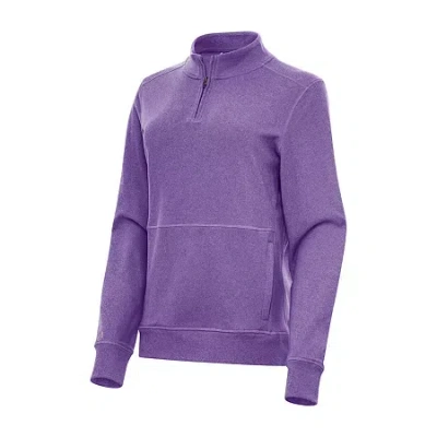 Antigua Crush Womens Golf Mock Neck Long Sleeve Active Quarter-zip Pullover In Purple