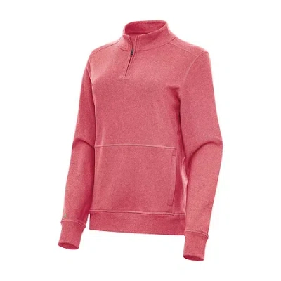Antigua Crush Womens Golf Mock Neck Long Sleeve Active Quarter-zip Pullover In Pink