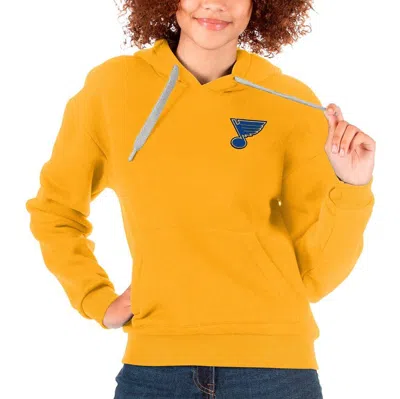 Antigua Gold St. Louis Blues Primary Logo Victory Pullover Hoodie In Yellow