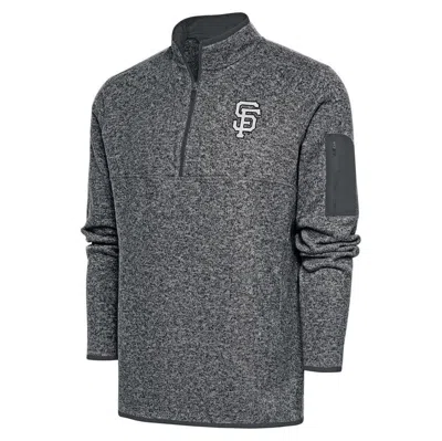 Antigua Graphite San Francisco Giants Metallic Fortune Quarter-zip Pullover Jacket