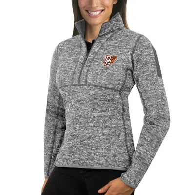 Antigua Grey Bowling Green St. Falcons Fortune 1/2-zip Pullover Jumper