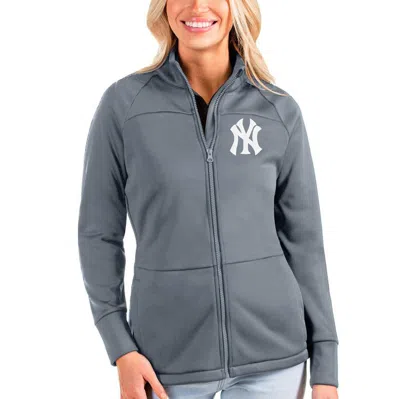 Antigua Gray New York Yankees Links Full-zip Golf Jacket