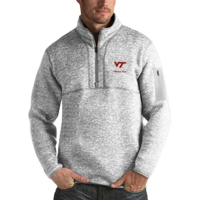 Antigua Gray Virginia Tech Hokies Fortune Half-zip Sweatshirt