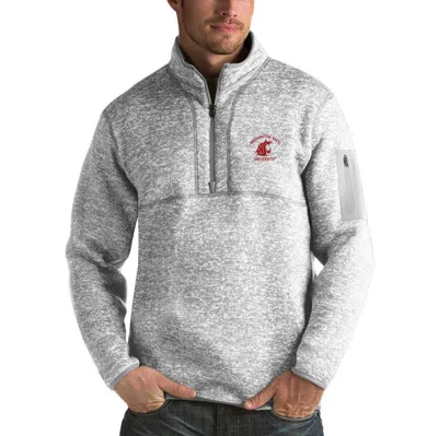 Antigua Gray Washington State Cougars Fortune Half-zip Sweatshirt